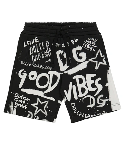 Dolce & Gabbana Kids' 印花棉质短裤 In Multicoloured