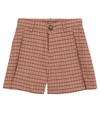 Chloé Light Pink Kids Shorts With Red And Gold Tattersal Check Pattern In Red