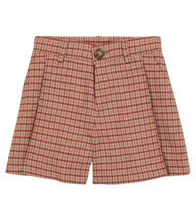 Chloé Light Pink Kids Shorts With Red And Gold Tattersal Check Pattern
