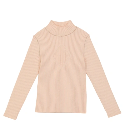 Chloé Kids' Logo Cotton & Lurex Ribbed Knit Jumper In Pink