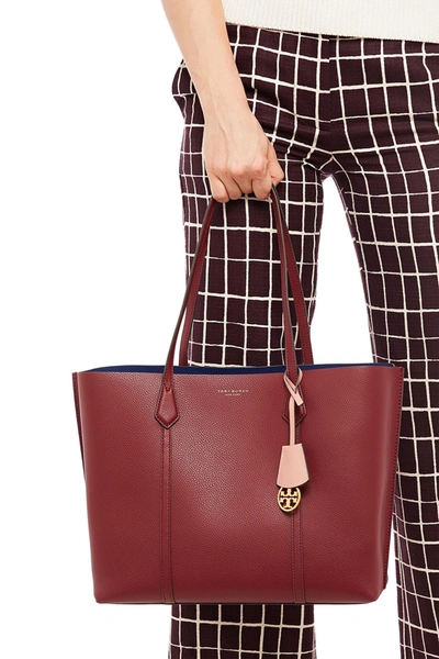 Tory Burch Perry Pebbled-leather Tote In Burgundy | ModeSens