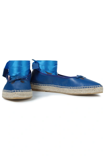 The Marc Jacobs Cutout Leather Espadrilles In Blue