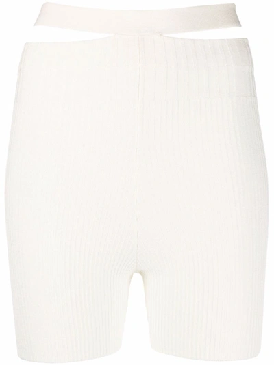 Adamo Ribbed-knit Shorts In Neutrals