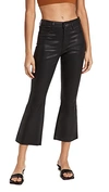 L Agence Kendra Coated High Waist Crop Flare Jeans In Noir Coated