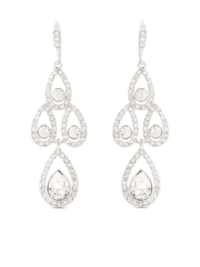 Pre-owned Givenchy 2000s Crystal-embellished Dangle Earrings In Silver