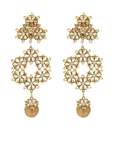 Pre-owned Susan Caplan Vintage 1990s Jose Barrera Crystal-embellished Clip-on Earrings In Gold