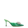 Mach&mach Carrie Crystal Flower Pointed Toe Mule In Green