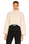 Isabel Marant Étoile Ingrid Cable-knit Wool-blend Turtleneck Sweater In Ecru