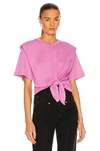 Isabel Marant Zelikia Knotted Cotton T-shirt In Pink