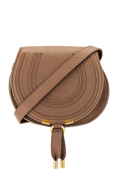 Chloé Marcie Small Suede Saddle Crossbody Bag In Pink