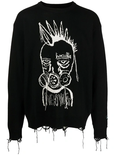 Haculla Mens Black Gas Mask Graphic-print Wool And Cashmere-blend Jumper S