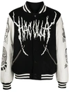 Haculla Mens Black Off White Souls Graphic-print Wool-blend Varsity Jacket M In Black/off White