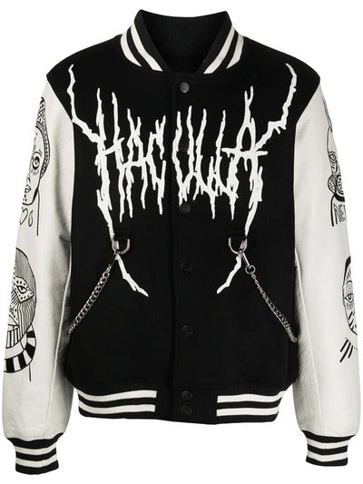 Haculla Mens Black Off White Souls Graphic-print Wool-blend Varsity Jacket M