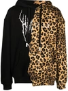 Haculla Paneled Leopard-print Logo Hoodie In Black