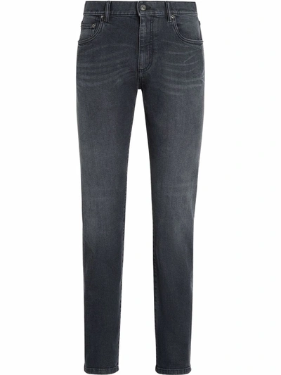 Ermenegildo Zegna Faded Slim-cut Jeans In Black