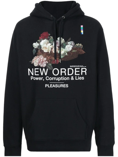 Pleasures Power Premium Hoody Black Cotton Hoodie With Album Cover Flowers Print