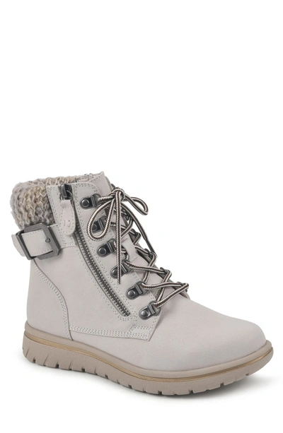 Cliffs By White Mountain Hearty Knit Collar Lace-up Boot In Winter White/ Fabric/ Sweater