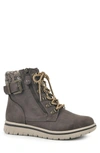 Cliffs By White Mountain Hearty Knit Collar Lace-up Boot In Stone/ Fabric/ Sweater