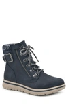Cliffs By White Mountain Hearty Knit Collar Lace-up Boot In Navy/ Fabric/ Sweater