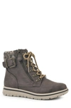 Cliffs By White Mountain Hearty Knit Collar Lace-up Boot In Stone/ Fabric/ Sweater
