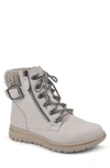 Cliffs By White Mountain Hearty Knit Collar Lace-up Boot In Winter White Fabric Sweater