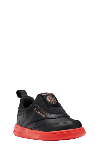 Reebok Babies' Club C Iii Quilted Slip-on Sneaker In Black/ Dynamic Red/ Rose Gold