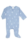 Aden + Anais Baby's Blue Moon Zip Front Footie Coverall In Blue Moon