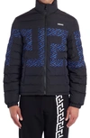 VERSACE LA GRECA MONOGRAM PRINT DOWN PUFFER JACKET,10026771A01932