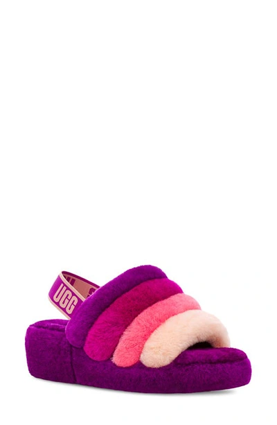 Ugg Fluff Yeah Genuine Shearling Slingback Sandal In Berry Multi