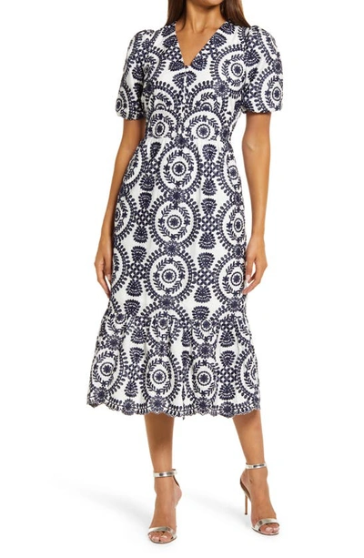 adelyn rae luisa embroidered midi dress Stitched 2 Piece Embroidered Cotton Silk Suit