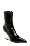 Jeffrey Campbell Combass Bootie In Black Patent/ Gold