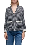 Maje Catsy Print & Piped Button-up Shirt In Black Knots