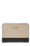 Kate Spade Spencer Zip Leather Card Case In Warm Beige/ Black
