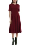 Maggy London Double Pleat A-line Midi Dress In Arresting Burgundy