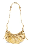 Balenciaga Extra Small Le Cagole Metallic Calfskin Shoulder Bag In Gold