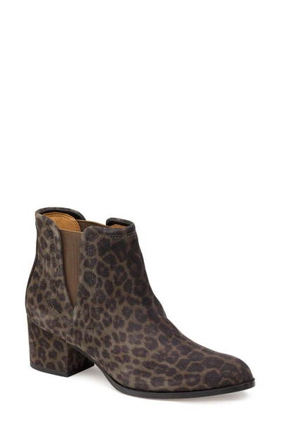 Johnston & Murphy Trista Chelsea Boot In Gray Leopard Print Suede