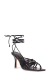 Black Suede Studio Lana Strappy Sandal In Black Patent