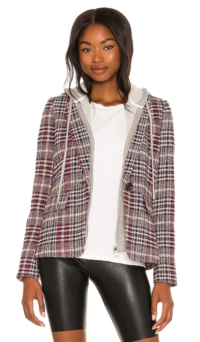 Central Park West Coco Plaid Blazer In Red Plaid