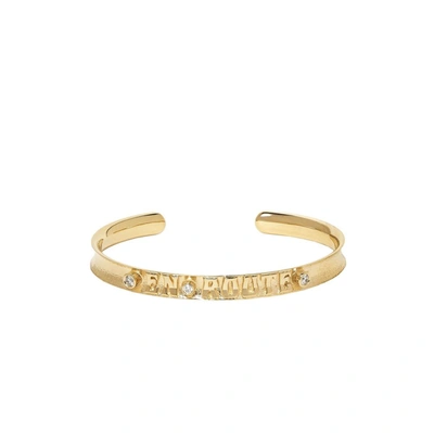 Marlo Laz En Route Slim Cuff Earring In Yellow Gold,white Diamonds