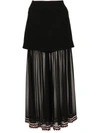 PROENZA SCHOULER CROCHET-TRIM CHIFFON PANEL SKIRT