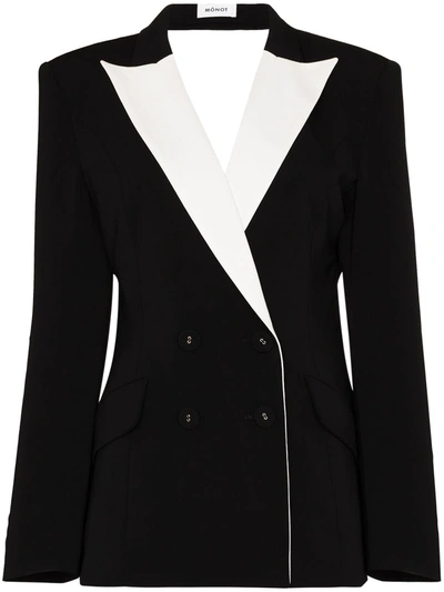 Monot Open-back Double-breasted Blazer In Black