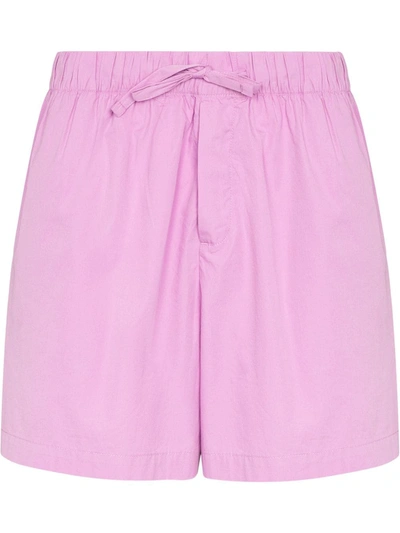 Tekla Organic Cotton-poplin Drawstring Pyjama Shorts In Purple