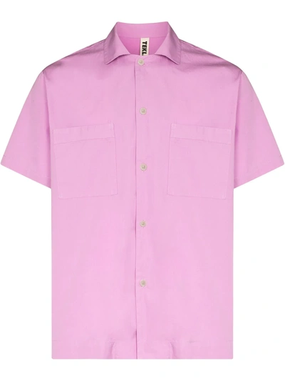 Tekla Short-sleeve Organic Cotton Pyjama Shirt In Purple