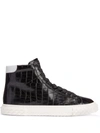 Giuseppe Zanotti Crocodile-effect Blabber Sneakers In Black