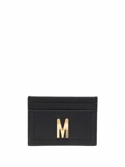 Moschino Logo-plaque Leather Cardholder In Black