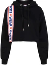 Gcds Cropped Sweatshirt In Cotton With Print In 黑色
