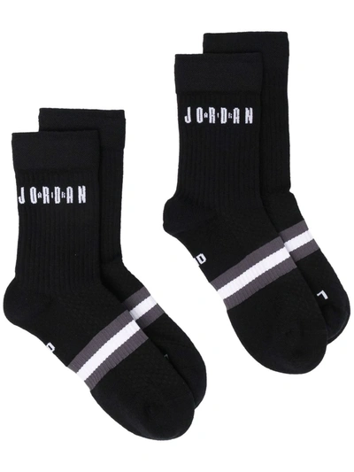 Jordan Legacy Intarsia-knit Logo Socks In 黑色