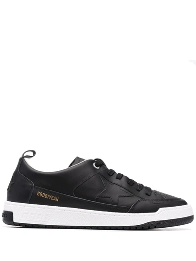 Golden Goose Yeah Sneakers In Leather With Contrasting Inserts In Black