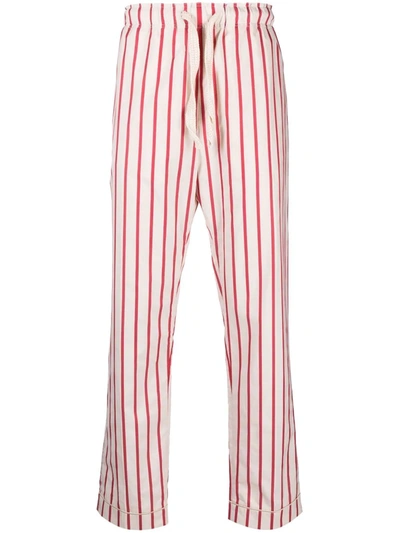 Wales Bonner Off-white & Red Stripe Kamau Pyjama Lounge Pants In Ivory Crimson Magente