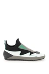 Ferragamo Colourblock Slip-on Sneakers In White,black,grey,green